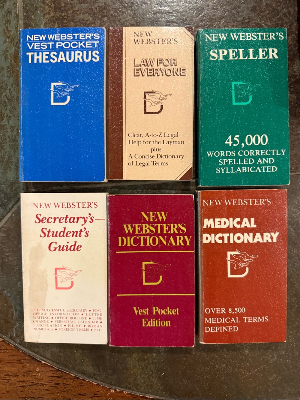 VTG Small New Webster's Mini Reference Book Set Secretary missing binding label